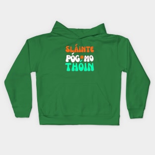 IRISH FLAG COLORS RETRO SLAINTE POG MO THOIN Kids Hoodie